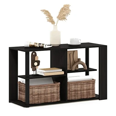 Image de Furinno Romain Tableau Basse avec Étagère, Bois d&#039;ingénierie, Expresso/Noir, 29,7 (D) x 80 (W) 46,7 (H) cm