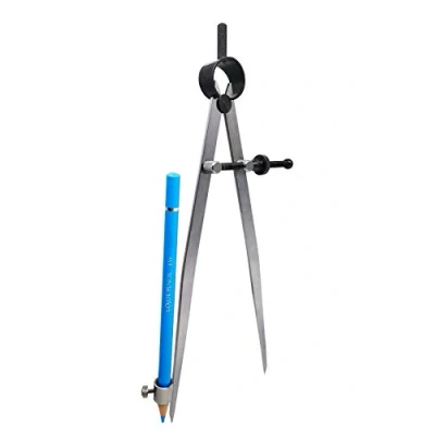 Image de ZLKSKER Séparateur/traceur à ressort de précision avec porte crayon, boussole en acier, séparateur jambes plates 20,3 cm