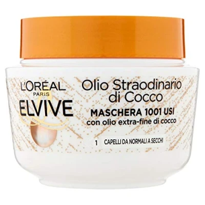 Image de L&#039;Oréal Paris Masque Nourrissante Elvive Huile Extraordinaire Fin de coco pour cheveux normaux à secs, 300 ml