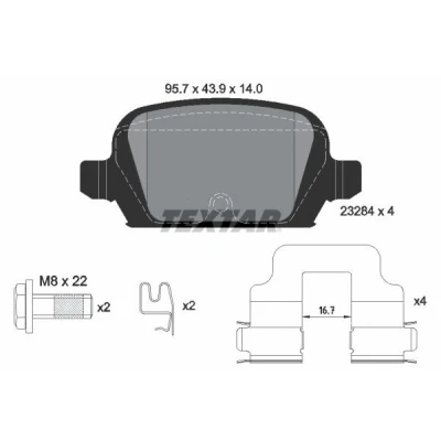 Image de TEXTAR 2328404 Jeu de plaquettes frein avec indicateur d&#039;usure vis d&#039;étrier accessoires OPEL: Corsa C 3/5 portes, Tigra Twintop