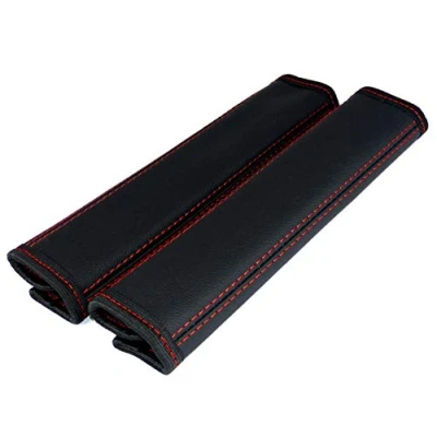 Image de L&amp;P Car Design GmbH L &amp; P A136 Lot de 2 Sangle Protège Rembourrage en 100% cuir véritable noir avec coutures rouges Rouge GTI LOOK