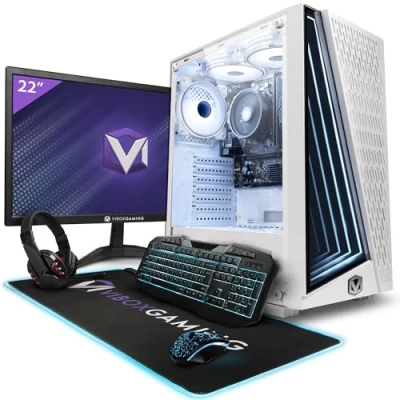 Image de Vibox I 90 PC Gamer 22&quot; Écran Pack Quad Core AMD Ryzen 3200G Processeur 4GHz Radeon Vega 8 Graphique 8Go RAM 480Go SSD Linux OS WiFi