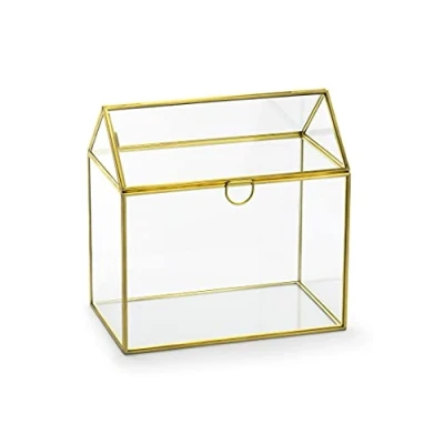 Image de Urne Mariage en Verre et Or Personnalisable