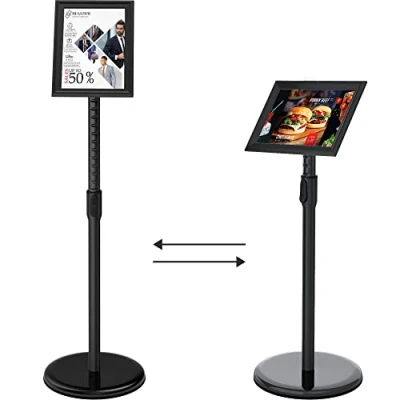Image de FoxRose Support d&#039;information Stands de présentation DIN A4 210x297mm réglable en hauteur acier inoxydable stand stop client d&#039;affichage(noir)