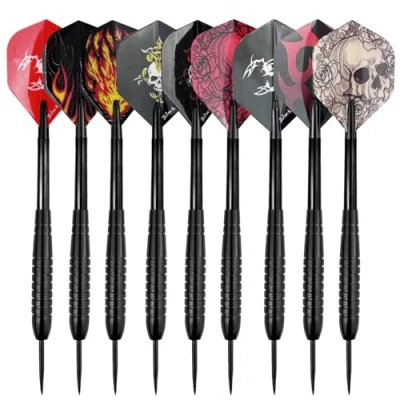 Image de Ghazpmuk Flechette Pointe Acier 25 Grammes, Jeu de Fléchettes, Set Flechettes Professionnel, Universels Accessoires Fléchette, Darts en Métal, Fléchettes Unisexe avec Ailettes et Tiges