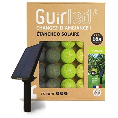 Image de GuirLED Guirlande d&#039;extérieur boules lumineuses Guinguette LED Étanche IP55 Panneau solaire haut rendement ON/OFF automatique 16 3m Fougère