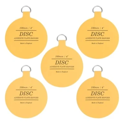 Image de WINSOME Lot de 5 cintres pour plaque murale Support solide et invisible à coller Disque suspension 100 mm (lot 5), jaune