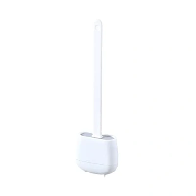 Image de Clenp brosse WC et support, support de toilettes suspendu, tête douce flexible, en silicone pour un nettoyage profondeur des toilettes, blanc