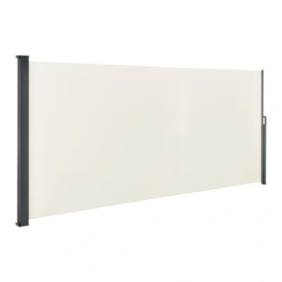 Image de Juskys Store latéral 200 x 500 cm Extensible et Opaque, Brise Vue pour Balcon, terrasse Jardin, Auvent avec Support Mural, Protection Solaire en Acier &amp; Tissu Impermeable Beige