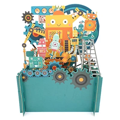 Image de Alljoy Cards KID023 Carte d&#039;anniversaire pop up en 3D Motif robots pour enfants