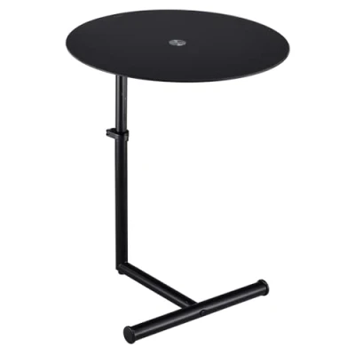 Image de Table d&#039;appoint IDIMEX LEONIE Hauteur réglable Plateau en verre trempé noir Design élégant