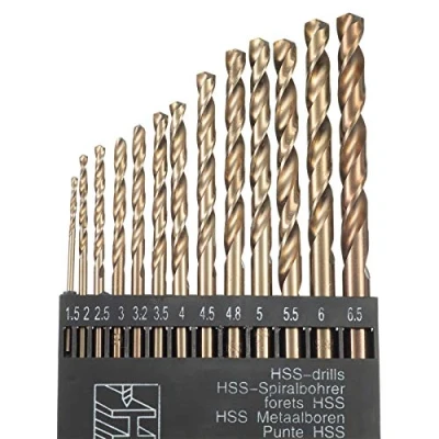 Image de HPMAISON Lot de 13 forets hélicoïdaux en Acier rapide M35 HSS or cobalt pour perceuses métriques à haute vitesse 1,5 mm 6,5 perçage des inoxydable et métal