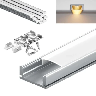 Image de KOSOOM Profilé LED 1 m x 10 pièces, équipé d&#039;un cache PC blanc, taille 17,4 mm 7 mm, compatible avec les bandes de largeur inférieure à 12,4 mm.