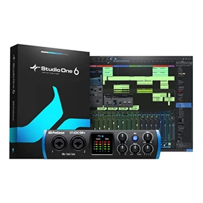 Image de PreSonus Studio 24c, Interface Audio USB C, Pour Enregistrement, Diffusion, Podcasting avec Bundle de Logiciels incluant One Artist, Ableton Live Lite DAW