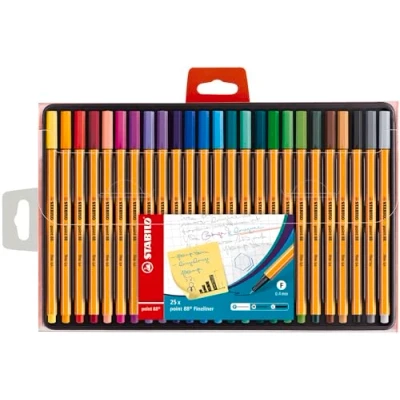 Image de Stylo feutre pointe fine STABILO Point 88 Coffret de 25 stylos feutres Coloris assortis