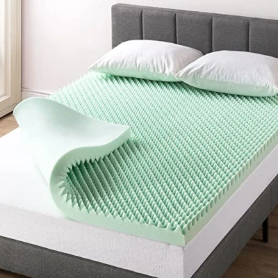 Image de Best Price Mattress Surmatelas en Mousse à mémoire de Forme 7,6 cm avec Infusion d&#039;aloès apaisante, certifié CertiPUR US, lit jumeau, Vert