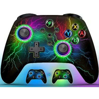 Image de HELLCOOL Manette Switch Pro pour Switch/Lite/OLED,Android/iOS/PC,1000mAh sans Fil avec 6 Axes/Programmation/Double Vibration/Turbo/Wake Up/Lumière LED Réglable/Capture D&#039;écran