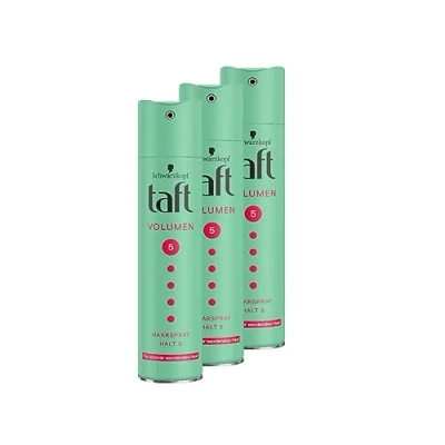 Image de Taft Spray coiffant Volume pour cheveux Degré de tenue 5 (250 ml) et maintien des fins Laque sans silicone une jusqu&#039;à 24 h 3 x 250 ml