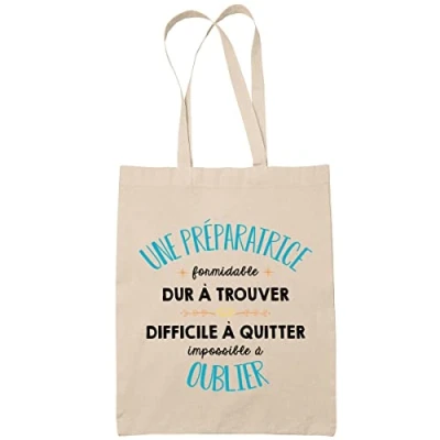 Image de Planetee Tote Bag Une Préparatrice Formidable beige Sac coton cabas réutilisable cadeau amie collègue de travail, départ retraite