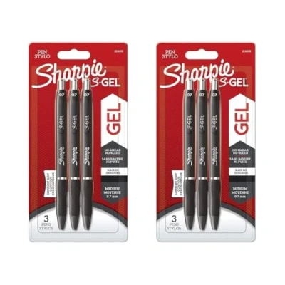 Image de Sharpie S gel Stylos Pointe moyenne (0,7 mm) Encre noire 3 unités x 2
