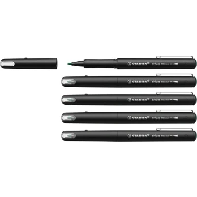 Image de STABILO dr!ver M Stylo feutre pointe moyenne Lot x 5 stylos nylon 0,8mm vert