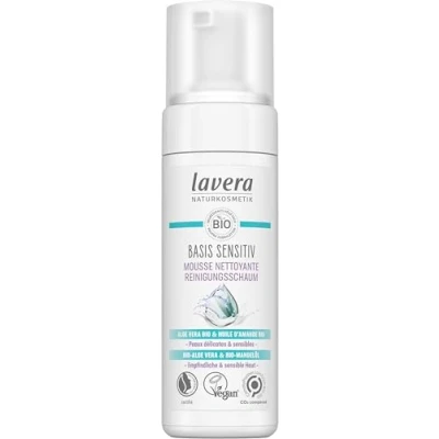 Image de lavera basis sensitiv Mousse nettoyante Aloe vera bio &amp; Huile d&#039;amande nettoyage du visage formule de naturelle cosmétiques naturels végan (1 x 150 ml)