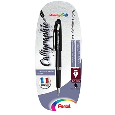 Image de Pentel Tradio Calligraphy Stylo plume de calligraphie pointe fine 1,4 mm Noir