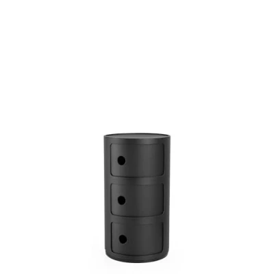 Image de Kartell Componibili Recycled, Meuble Conteneur 3 éléments, Noir opaque