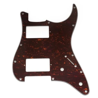 Image de Musiclily Pro 11 Trous Pickguard ST HH Guitare Plaque de Protection avec 2 Humbucker Capot Potentiomètres Découpe pour électrique type Fender Squier Strat, 4 plis Red Tortoise