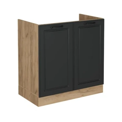 Image de Meuble bas sous évier R Line, 80cm sans PT, Anthracite campagne, Chêne de force doré, Vicco