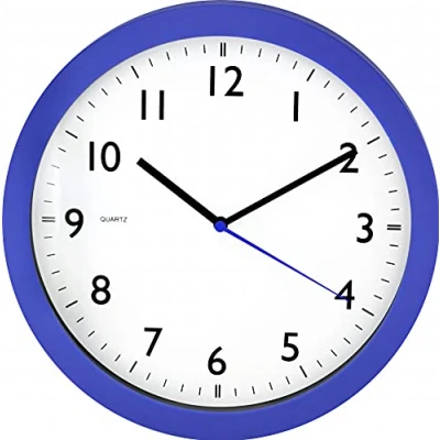 Image de PM Company Horloge Murale colorée en Verre minéral avec Index, Chiffres Arabes, à Quartz, Fonctionnement par étape, 1 Pile Crayon AA, 275 x 45 mm, Plastique.