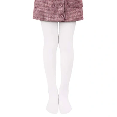 Image de L&amp;K II collants enfants de ballet filles danse avec pied 80 DEN opaque microfibre coloré 27251 blanc 122/128