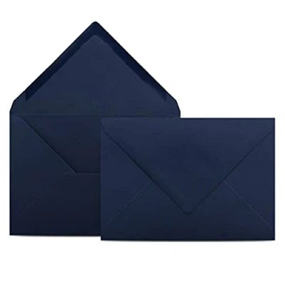 Image de Colours 4 you Lot de 25 Enveloppes Format C6 bleu foncé et 11,4 x 16,2 cm avec rabat pointu à collage humide 80 g/m²