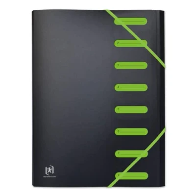 Image de OXFORD Trieur Extensible 8 Compartiments Students A4 Couverture Polypro Bicolore Noir/Vert