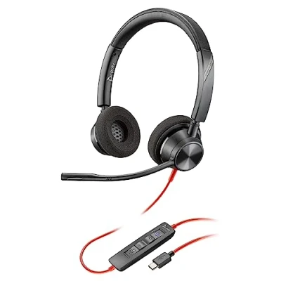 Image de Micro casque filaire Poly Blackwire 3320 Perche de microphone flexible Stéréo hi fi Connexion à un PC/Mac via USB C ou A Certifié pour Microsoft Teams