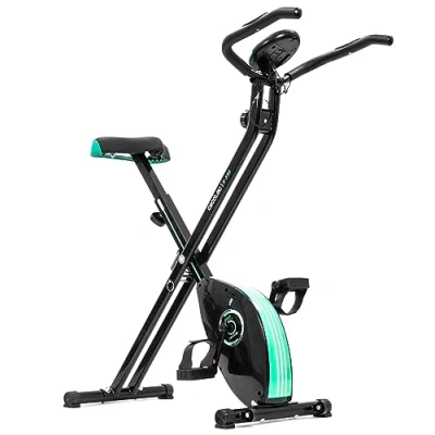 Image de Cecotec Vélo Statique Pliable Magnétique X Bike Pro. Pulsomètre, Écran LCD, Résistance Variable (8 niveaux), Pédales avec une Prise Maximale, 2.5 kg Volant d’inertie. (Pliable sans dossier)