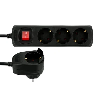 Image de REV Rallonge multiprise 3+1x 2m + interrupteur, noir