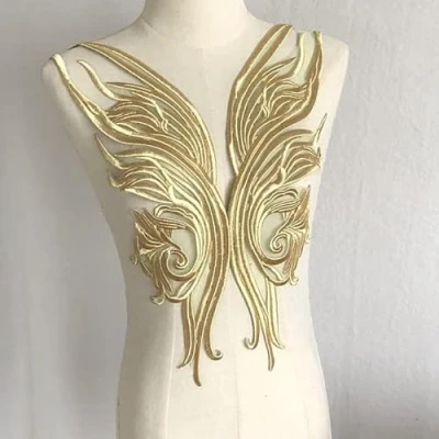 Image de Yulakes Gold Stickerei Spitze Applikation Patch Pailletten Ausschnitt Kragen Hochzeit edles Kleid Nähen DIY Brautkleid Dekoration Kleidung Zubehör (Style 1)