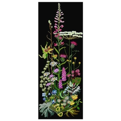 Image de Thea Gouverneur Kit de point croix compté Fleurs sauvages Aida Noir 18 Compter Pour adultes 821.05