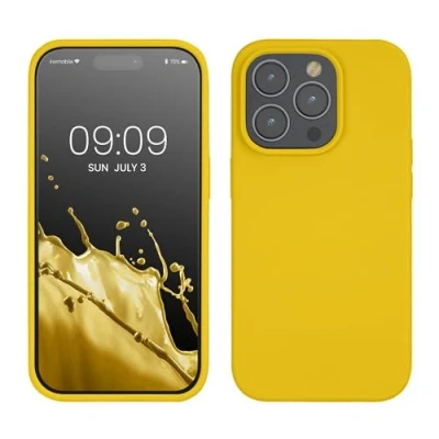 Image de kwmobile Housse Compatible avec Apple iPhone 14 Pro Coque de téléphone Fine Finition Douce Jaune radieux