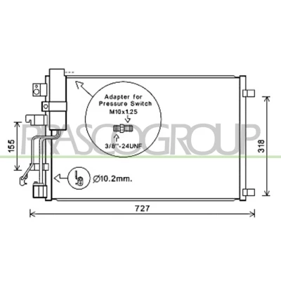 Image de PRASCO DS710C003 Condenseur De Clim 15 Aluminium 591 R 134a NISSAN: Qashqai / Qashqai+2 I