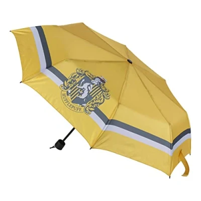 Image de CERDA Harry Potter Poufsouffle Parapluie Pliable 53 cm Fabriqué en 100% Polyester avec Structure Fibre de Verre Produit Original Conçu Espagne