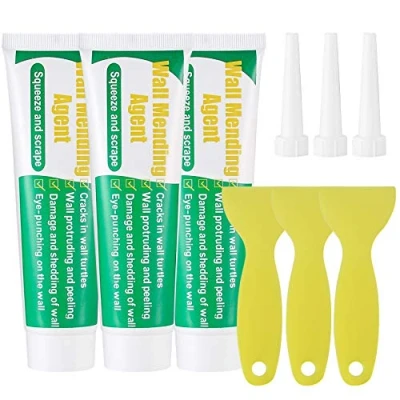 Image de Crème Réparatrice Murale, Agent Réparation de Mur, Universal Wall Mending Repair Cream, avec Grattoir et Buse Pointue, Surface Mur Moule pour 100g * 3