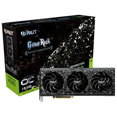Image de Palit GeForce RTX 4080 GameRock OC Carte Graphique 16 Go GDDR6X avec synchronisation ARGB, 9728 Core, GPU 2205 MHz, Boost 2640 3 x DisplayPort, HDMI