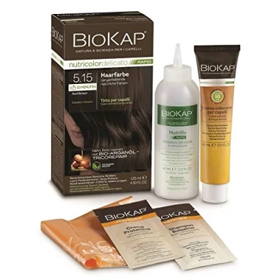 Image de BIOKAP Rapid Coloration permanente pour cheveux 5.15 marron cendré Temps d&#039;action seulement 10 minutes Huile d&#039;argan bio Complexe TricoREPAIR Végétalien Couverture optimale des