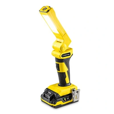 Image de TROTEC Lampe baladeuse PWLS 10 20V Batterie Lithium ions Flexpower de 20 V 2,0 Ah sans Effet mémoire ni Auto décharge pour Garage Atelier Camping Travail Randonée