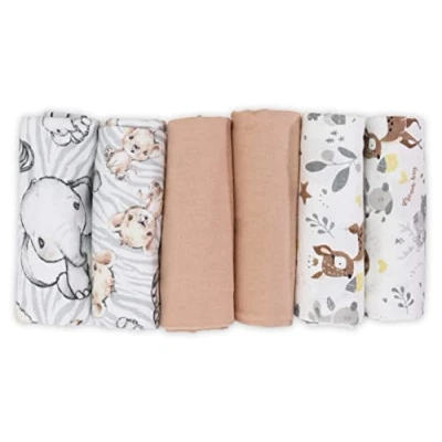 Image de FENSILO torchons Molleton, Paquet de 6 Couches en Flanelle 100% Coton, 80x80 cm, bébé, Unisexe pour rots, garçons ou Filles, Motif Animal CERF.