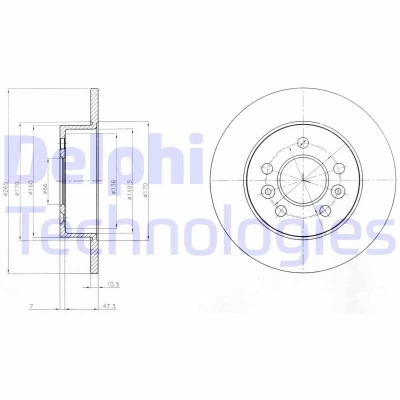 Image de DELPHI BG3552 Disque de frein 265 10 5 plein huilé non traité sans roulement roue, bague ABS RENAULT: ESPACE 3, 2, Avantime