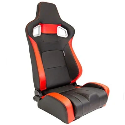 Image de AUTO STYLE Siège baquet &#039;RS6 II&#039; Noir Mattes/Simili Cuir Rouge Dossier régable incl. glissières