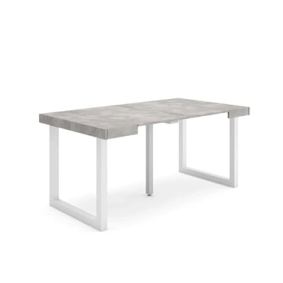 Image de Skraut Home Table Console Extensible Meuble 160 pour 8 Personnes Pieds Bois Massif Style Moderne Ciment